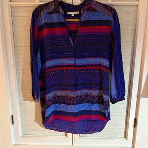 Amanda Uprichard Blue and Purple Graphic 3/4 Sleeve Blouse